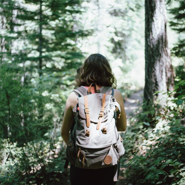 Illustrasjonsbilde av en person som går tur i skogen. Foto: Unsplash.com/Jake Melara